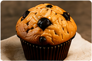 Blueberry muffin in a paper cup